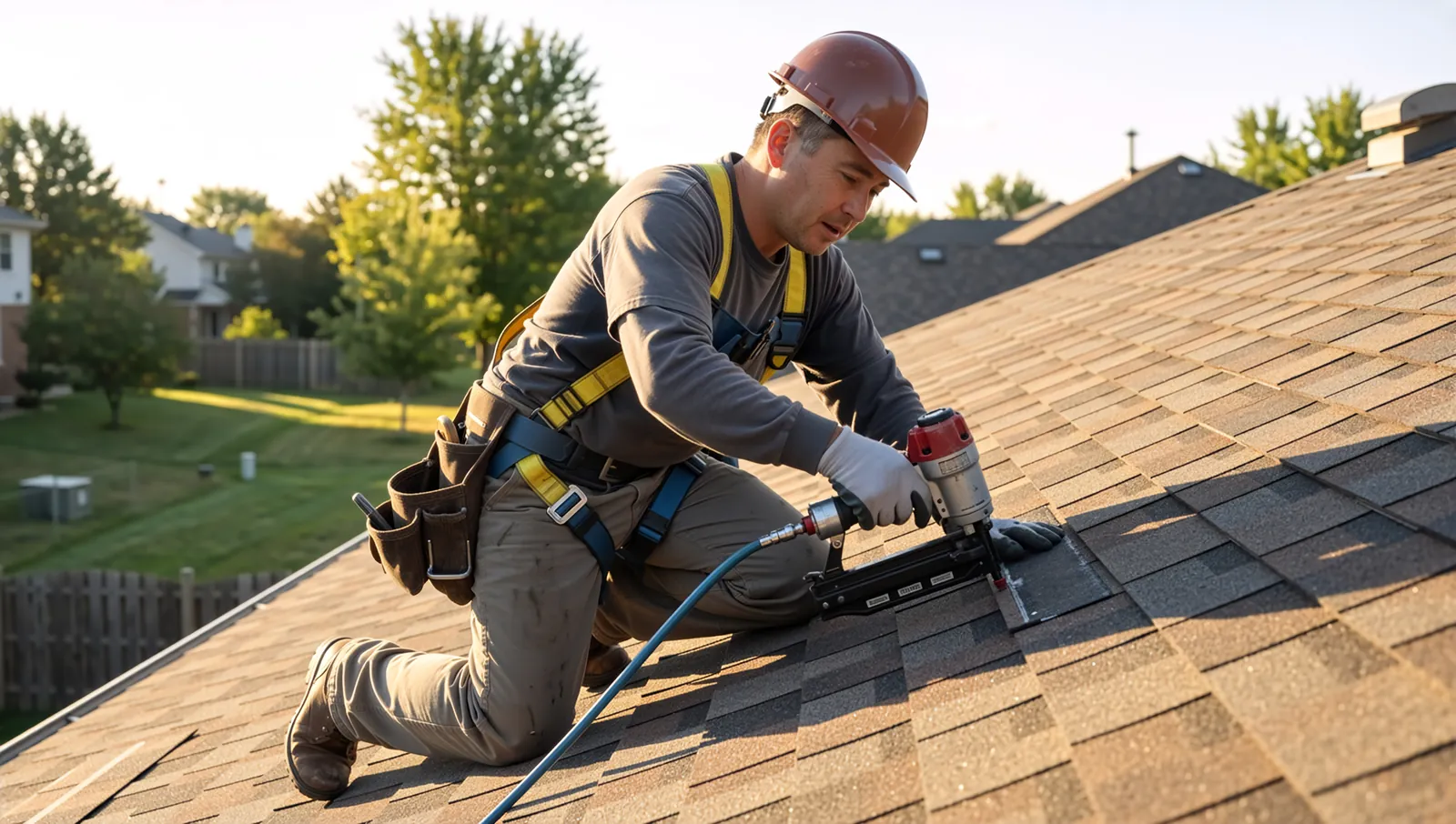 Roofer installing a new roof