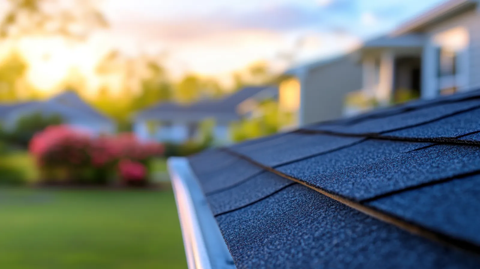 Architectural asphalt shingle roof close-up